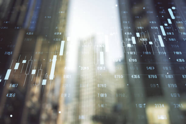 istock Double exposure of abstract creative statistics data hologram on blurry cityscape background, analytics and forecasting concept 1530727499