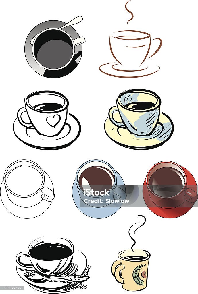 Чашки для кофе - Векторная графика Без людей роялти-фри