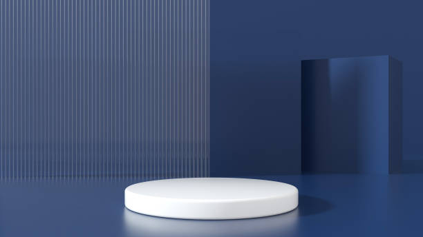 istock White podium in a soft blue room, a display stand for displaying products - 3D Illustration 1530731085