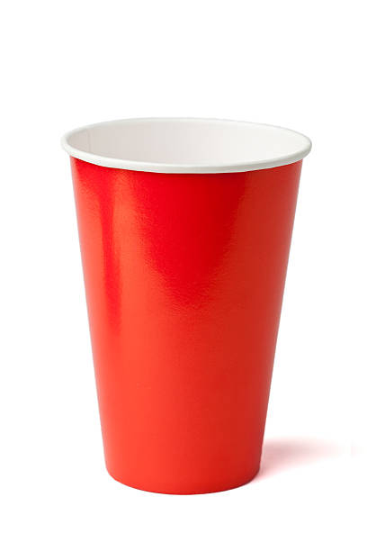 istock Red paper cup isolated on a white background 153074059