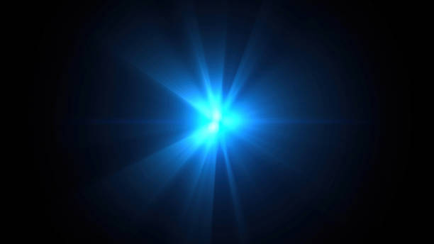 Blue lens flare on black background design element