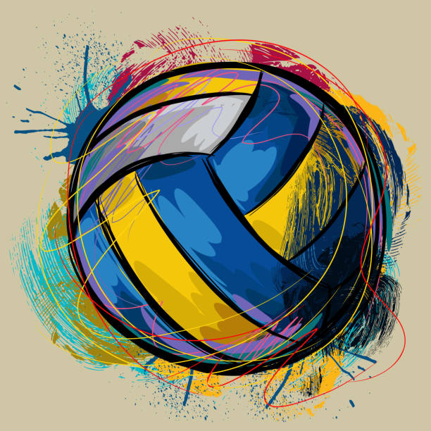 bunte volleyball - painterly effect illustrations stock-grafiken, -clipart, -cartoons und -symbole