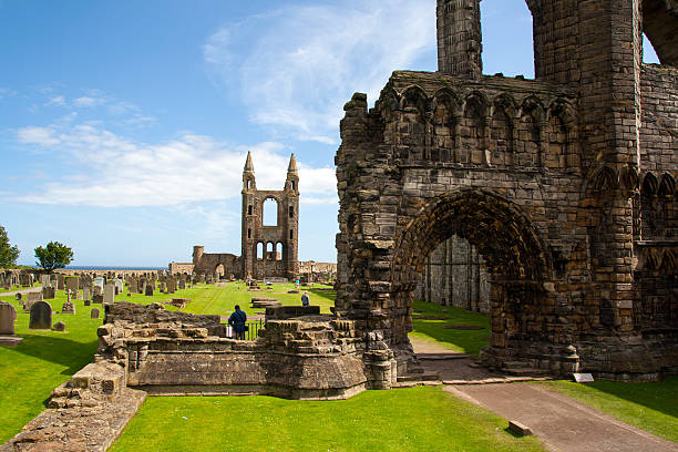 The Cathedral of St Andrew is a historical church in St Andrews, Fife, Scotland, which was the seat of the Bishops (later Archbishops) of St Andrews from its foundation in 1158 until it fell into disuse after the Reformation. It is currently a ruined monument in the custody of Historic Scotland. The ruins indicate the great size of the building at 350 feet (over 100 metres) long.