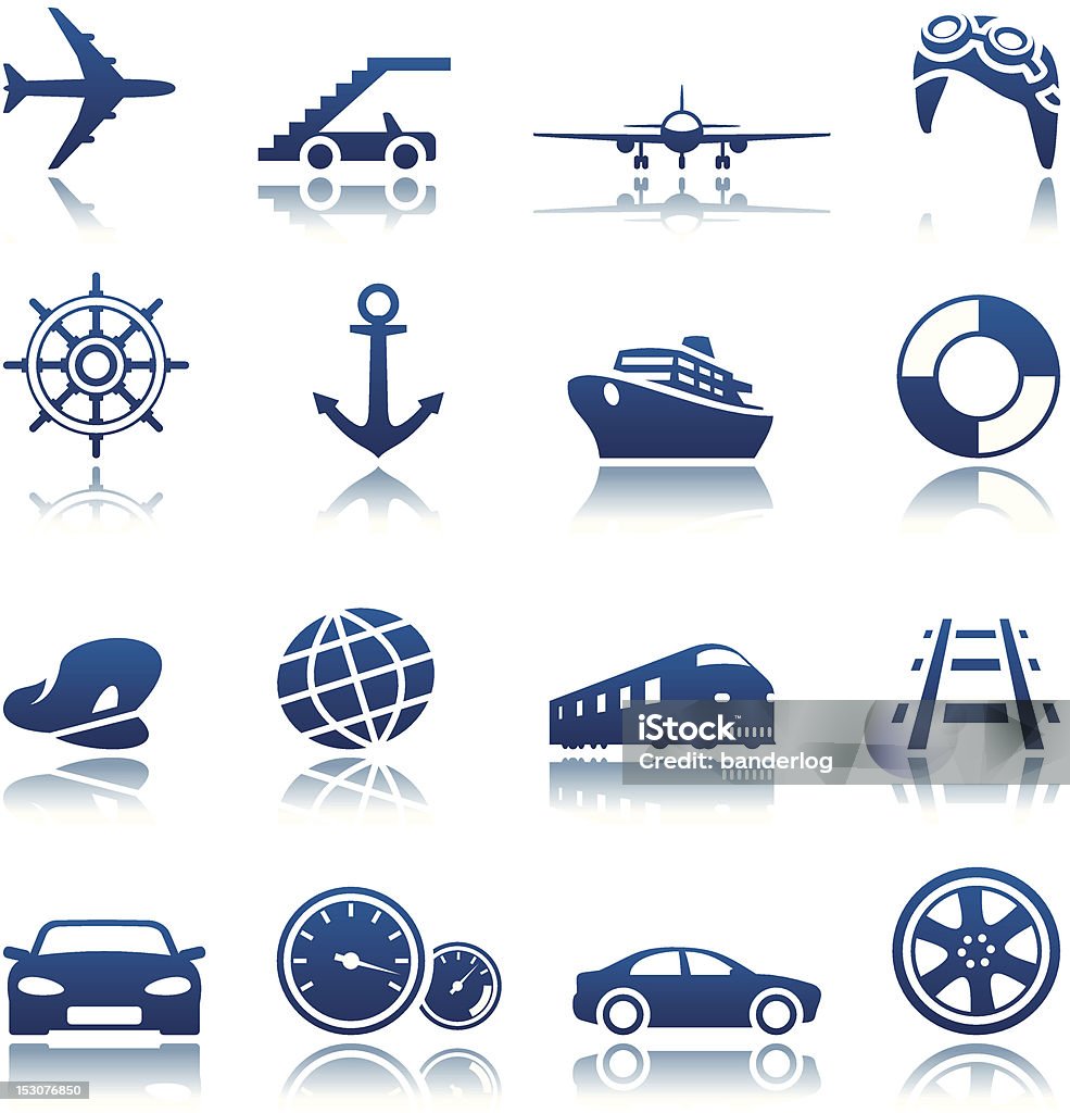 Transport Zestaw ikon - Grafika wektorowa royalty-free (Czapka lotnicza)