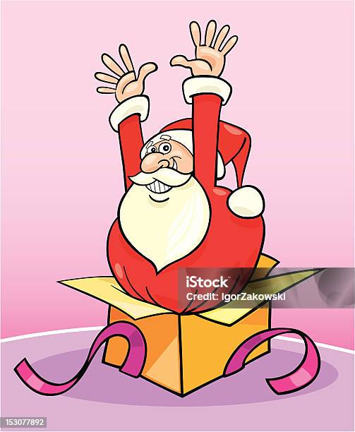 Santa Claus Dans La Boîtecadeau Vecteurs libres de droits et plus d'images vectorielles de Barbe - Barbe, Bonheur, Bonnet à pompon