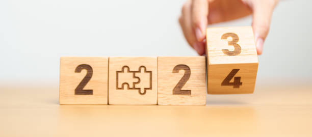 istock 2024 block with jigsaw puzzle icon. Business Process, Team, teamwork, Goal, mission, Resolution, strategy, plan, Action, partnership, and New Year start 1530783716