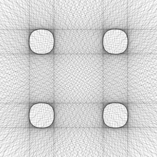 Vector illustration of Full frame four square-ish line pattern