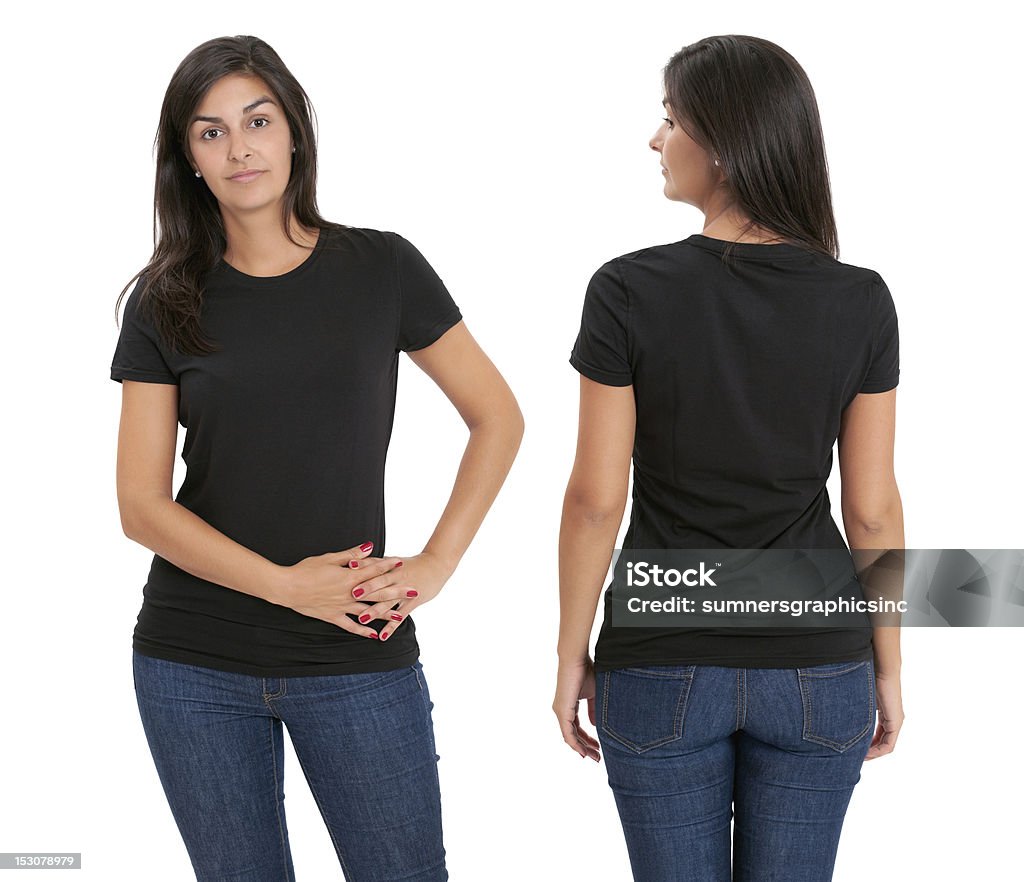 Kobieta z puste czarne koszulki - Zbiór zdjęć royalty-free (T-shirt)