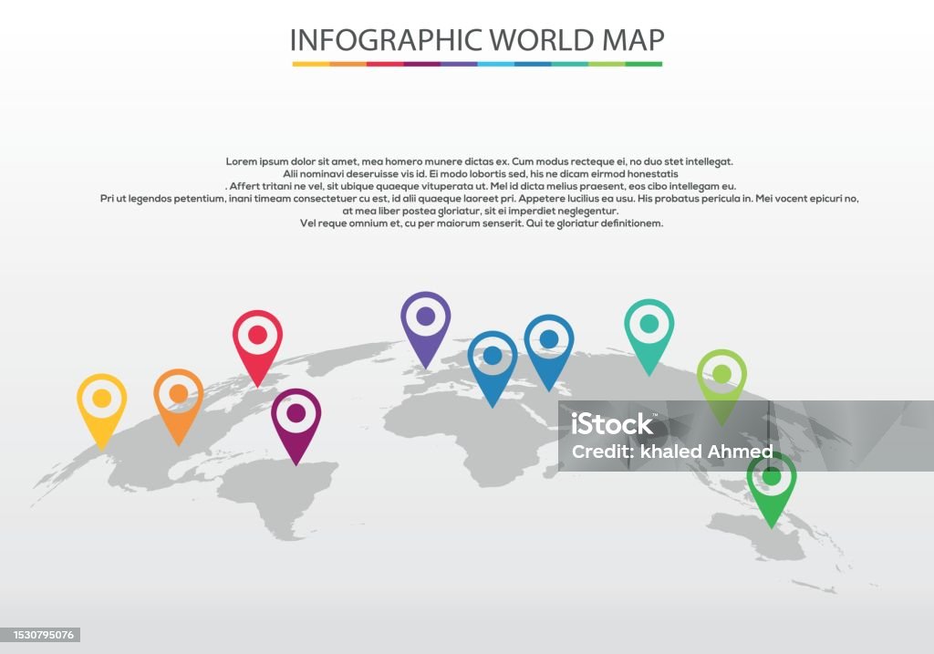 Map Elements Graphics Infographic World Map With Graphics Elements Stock Illustration ...