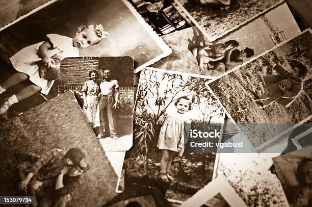A Pile Of Old Black And White Photographs Stock Photo - Download Image Now - Photograph, Photography, Family