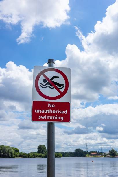 istock Caution: Warning Sign at Lake's Waterpark - No Swimming Allowed 1530798852