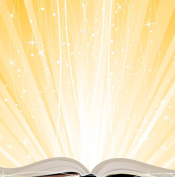 ilustrações, clipart, desenhos animados e ícones de brilhando livro aberto - book open magic bible