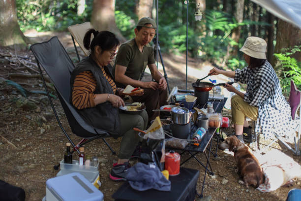 istock Cooking breakfast in the forest camping division 1530808364