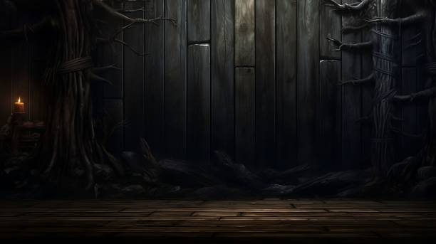 An illustration of a dark wooden background