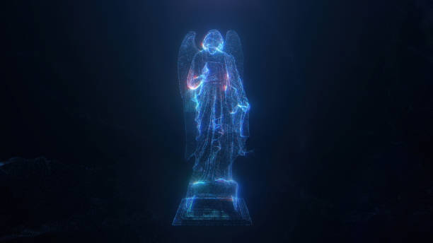 istock Angel hologram on black background 1530812129