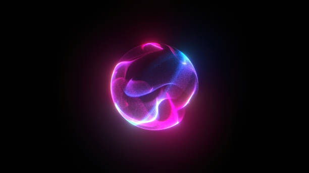 istock Futuristic energy sphere on black background representing AI and future technologies . 3D design element 1530816240