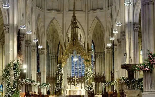 Photo of Interior view of the grand St Patrick's Cathedral in New York City