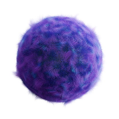 Purple animal ball of fur isolated on white