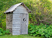 Alaskan outhouse in summer