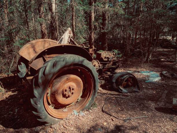 istock Vintage car parked in an isolated forest graveyard. 1530874109