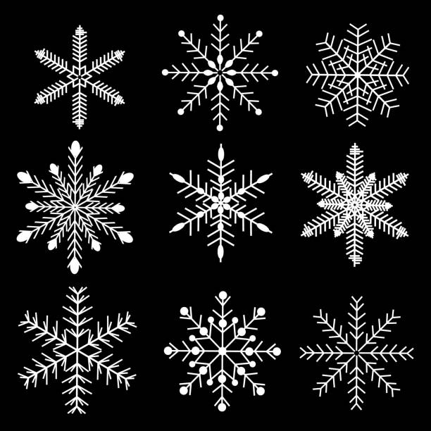 istock Vector illustration of Set 9 different snowflakes of handwork for design 1530887221