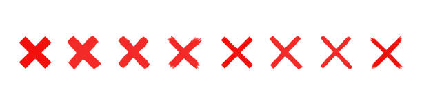 istock Red cross sign. Brush x symbol. Wrong mark vector icon sign set. Isolated red crosses on white background. 1530887797