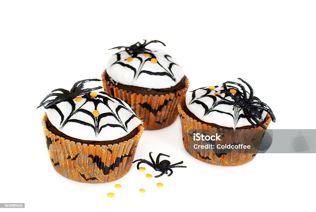 Halloween cupcakes Chocolate cupcakes decorated for Halloween Autumn Stock Photo
