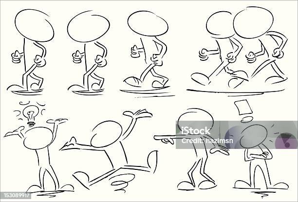 Walking Characters Stock Illustration - Download Image Now - Walking, Cartoon, Black And White