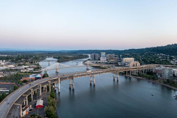 istock Picturesque view skyline featuring a bridge spanning across the water 1530899266