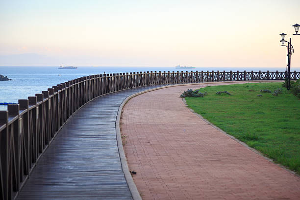 istock Wooden footpath winding its way along seashore 153091050