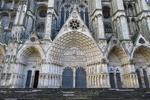 Bourges, medieval city in France, the Saint-Etienne cathedral, main entry