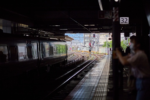 Nara, Japan – June 23, 2023: The train tracks at Nara Station.