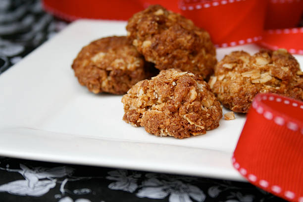 Tasty oat filled cookies. stock photo