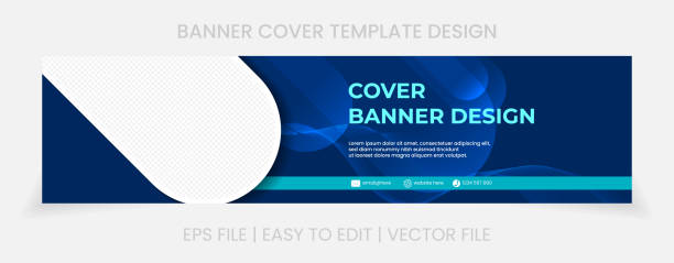 cover banner design social media background linkedin banner social media, facebook cover banner, blue color with space image easy to replace. background banner design website header advertising facebook f8 stock illustrations