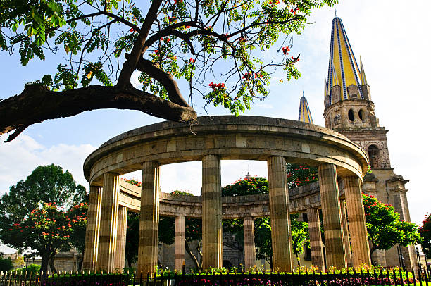 Beautiful view of Jalisciences and Guadalajara Cathedral stock photo