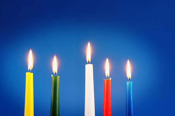istock Five burning candles against the blue background 153093787