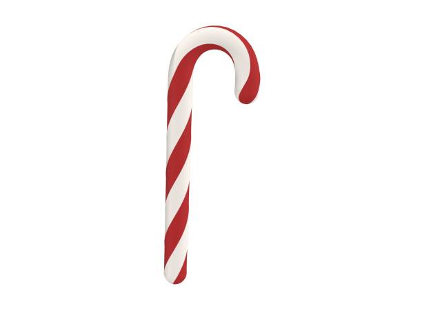 istock 3D render of a festive red and white striped candy cane against a plain white background. 1530950828