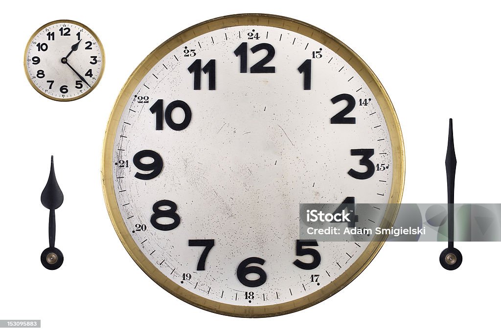 DIY clock face with hands old "do it yourself" clock with hands Clock Stock Photo