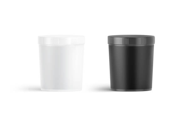 istock Blank black and white powder can mockup, front view 1530974785