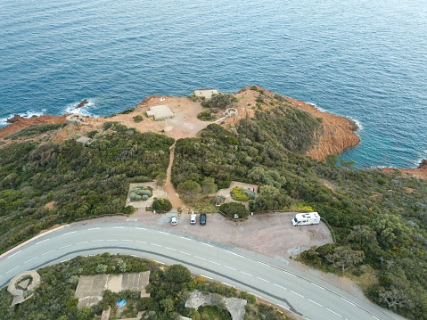 View of Pointe de l'Observatoire, Cote d'Azur, south of France showing the remains of a German WW2 defence position
