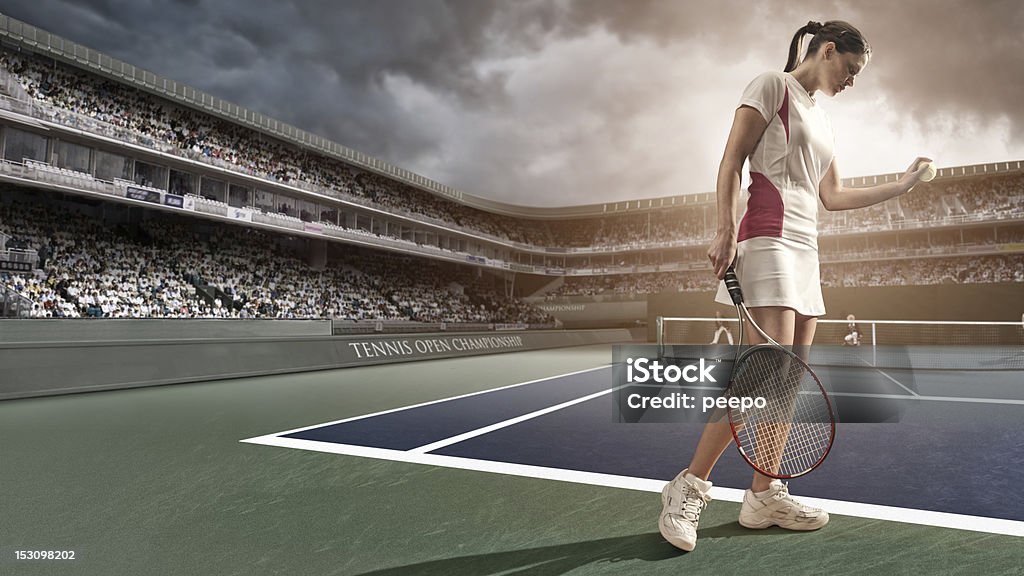 Tenisistka na temat obsługi - Zbiór zdjęć royalty-free (Tenis)