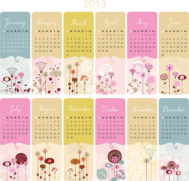 календарь на 2013 с цветочным рисунком - calendar 2013 spring personal organizer stock illustrations