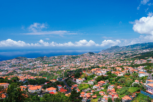 Funchal city Madeira Island Portugal Aerial view
