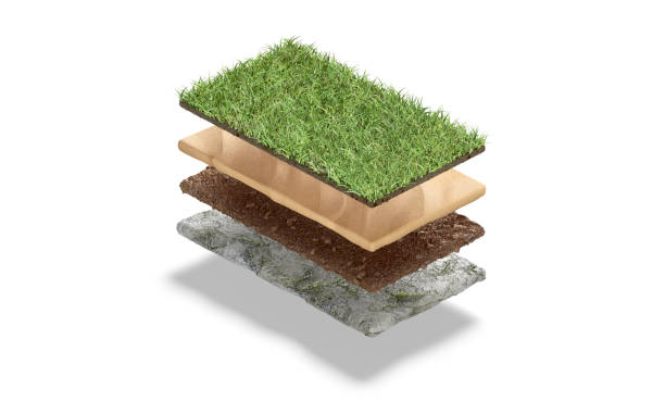 Blank grass, sand, ground and stone material layers mockup
