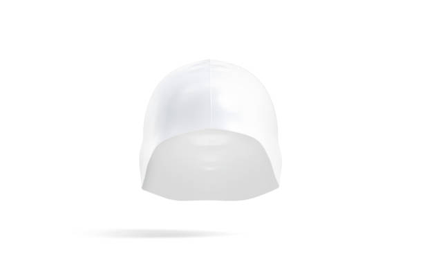 istock Blank white sport swim cap mockup, front view, no gravity 1531016016