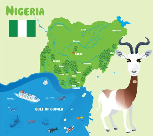 Vector illustration of Nigeria and Dama Gazelle (Nanger Dama)