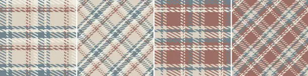 Vector illustration of Plaid seamless set pattern.