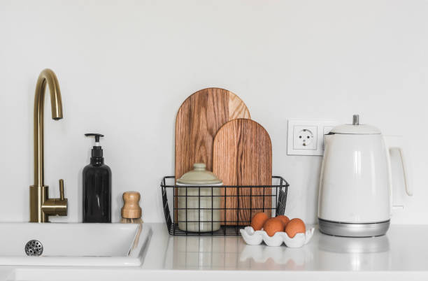 istock Minimalistic Scandinavian style kitchen interior in bright colors 1531058886