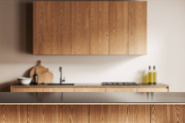istock Table for your product in blurry white kitchen 1531072700