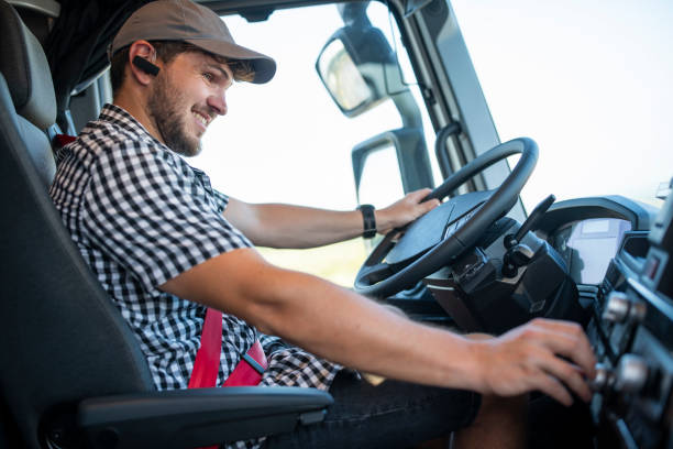 istock Truck driver setup temperature in the cabs. 1531074627